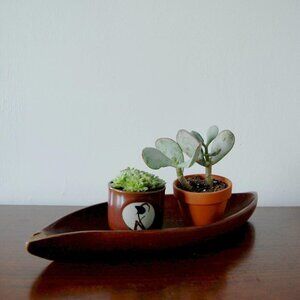 Vintage Wood Leaf Bowl - Mid-Century Decor - 1960s Leaf Shaped Serving Bowl